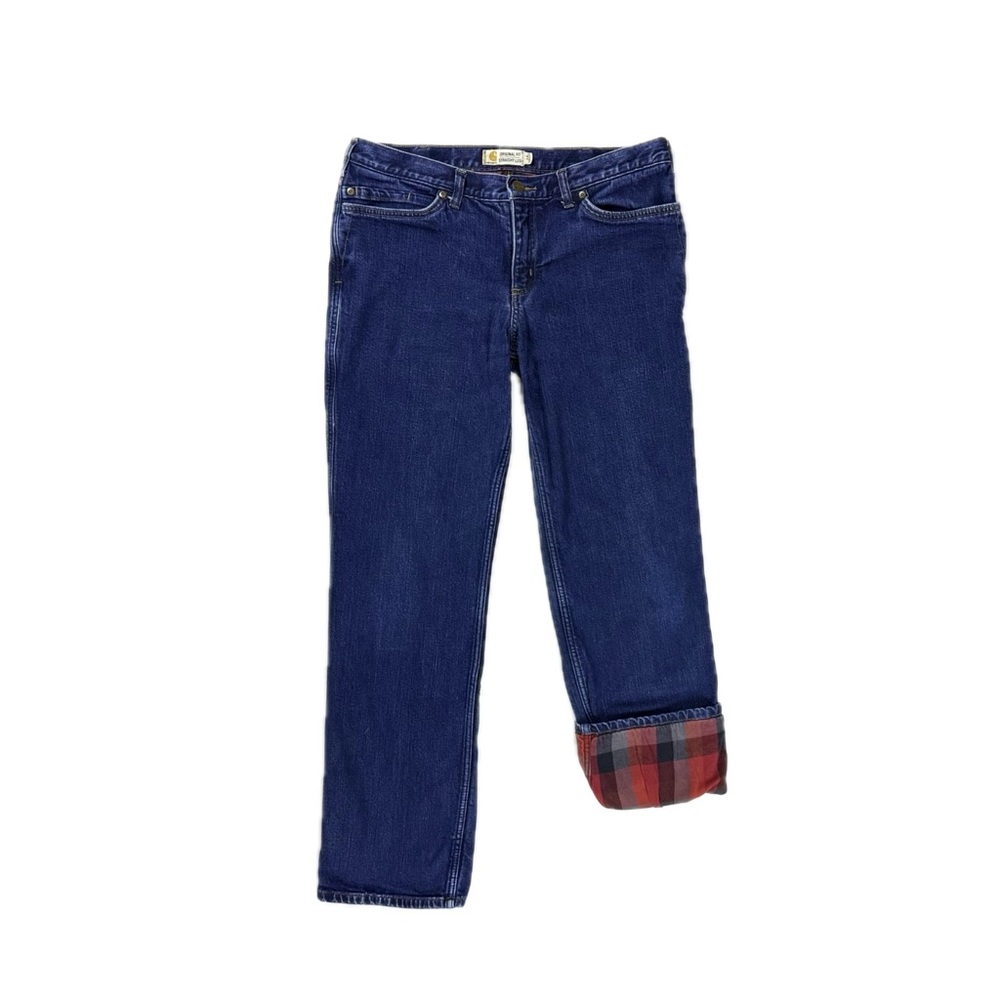 Carhartt blue flannel lined Original Fit straight leg jeans women W34 I32